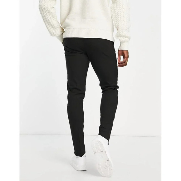Mens ASOS Design Black Slim Fit Trousers W32" L32" Polyester & Viscose - Picture 3 of 8